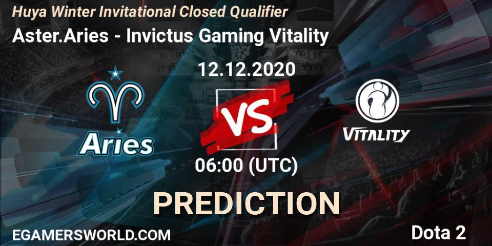 Aster.Aries vs Invictus Gaming Vitality: Betting TIp, Match Prediction. 12.12.20. Dota 2, Huya Winter Invitational Closed Qualifier