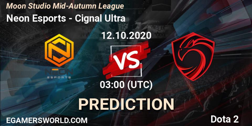 Neon Esports vs Cignal Ultra: Betting TIp, Match Prediction. 12.10.20. Dota 2, Moon Studio Mid-Autumn League