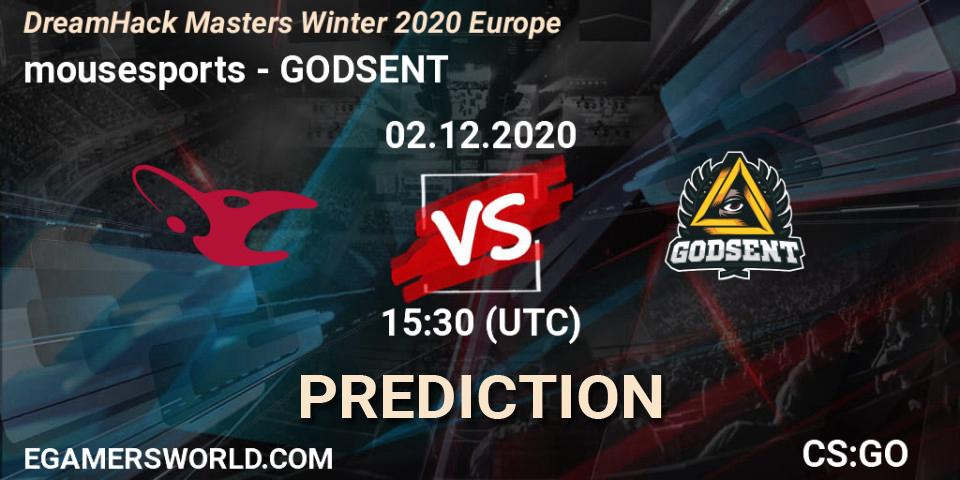 mousesports vs GODSENT: Betting TIp, Match Prediction. 02.12.20. CS2 (CS:GO), DreamHack Masters Winter 2020 Europe