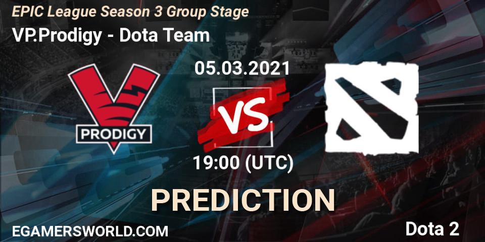 VP.Prodigy vs Dota Team: Betting TIp, Match Prediction. 05.03.2021 at 19:46. Dota 2, EPIC League Season 3 Group Stage