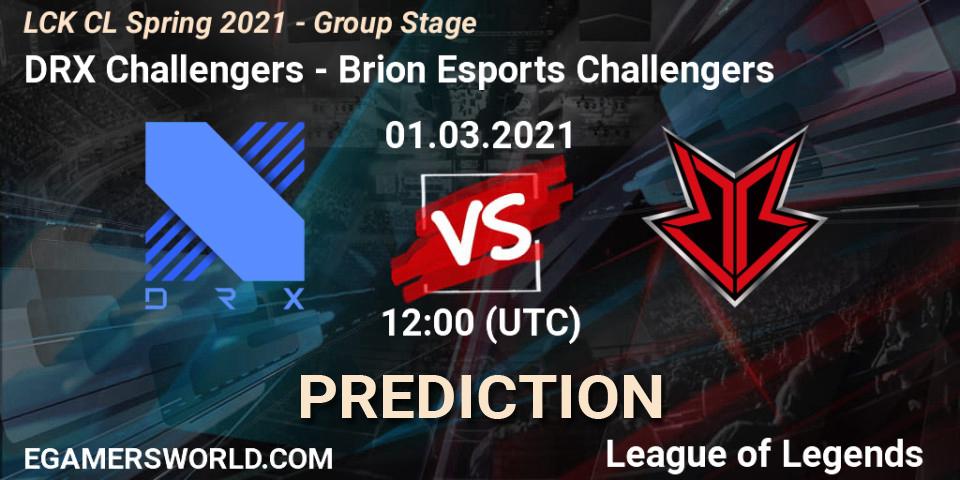 DRX Challengers vs Brion Esports Challengers: Betting TIp, Match Prediction. 01.03.2021 at 12:30. LoL, LCK CL Spring 2021 - Group Stage