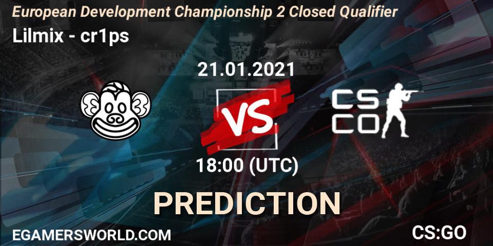 Lilmix vs cR1Ps: Betting TIp, Match Prediction. 21.01.21. CS2 (CS:GO), European Development Championship Season 2: Closed Qualifier