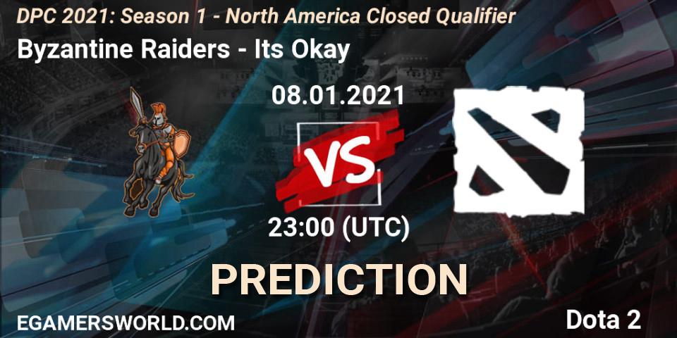 Byzantine Raiders vs Its Okay: Betting TIp, Match Prediction. 08.01.2021 at 22:59. Dota 2, DPC 2021: Season 1 - North America Closed Qualifier