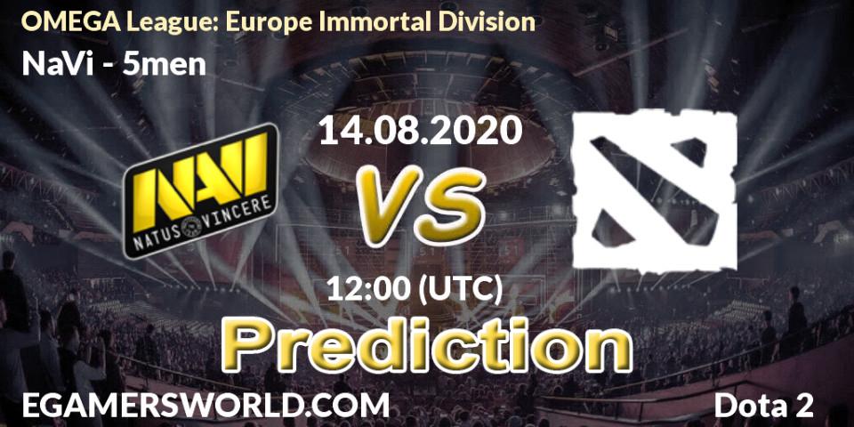 NaVi vs 5men: Betting TIp, Match Prediction. 14.08.2020 at 12:04. Dota 2, OMEGA League: Europe Immortal Division