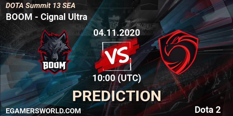 BOOM vs Cignal Ultra: Betting TIp, Match Prediction. 04.11.2020 at 09:59. Dota 2, DOTA Summit 13: SEA
