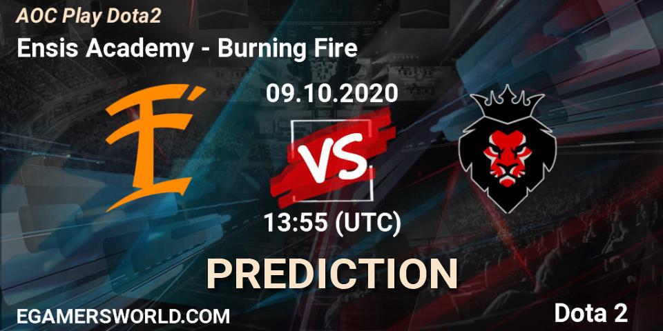 Ensis Academy vs Burning Fire: Betting TIp, Match Prediction. 09.10.2020 at 14:05. Dota 2, AOC Play Dota2
