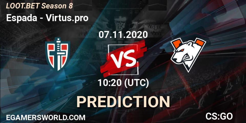 Espada vs Virtus.pro: Betting TIp, Match Prediction. 07.11.20. CS2 (CS:GO), LOOT.BET Season 8