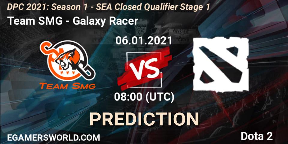 Team SMG vs Galaxy Racer: Betting TIp, Match Prediction. 06.01.2021 at 08:10. Dota 2, DPC 2021: Season 1 - SEA Closed Qualifier Stage 1