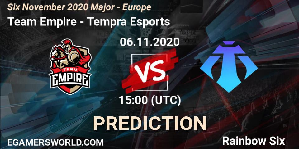 Team Empire vs Tempra Esports: Betting TIp, Match Prediction. 06.11.20. Rainbow Six, Six November 2020 Major - Europe