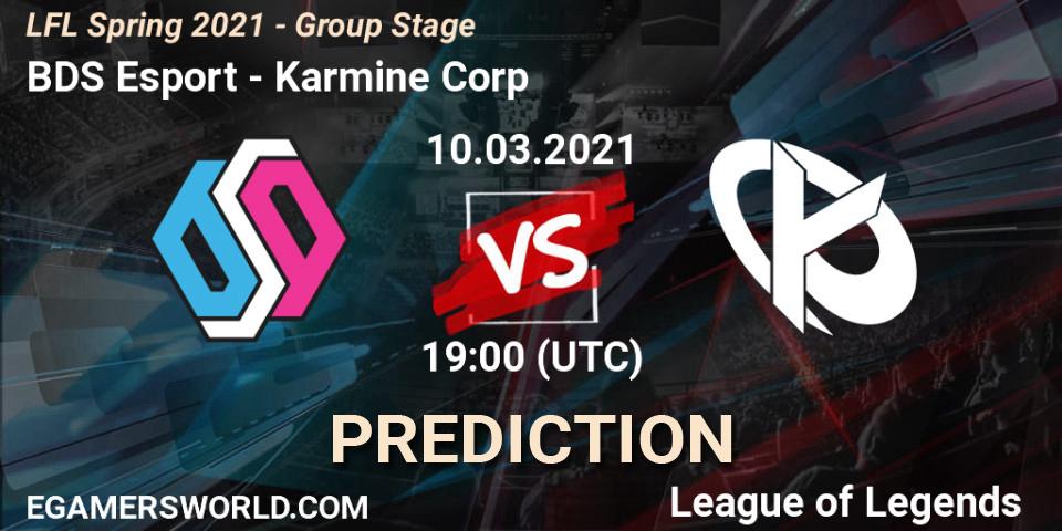 BDS Esport vs Karmine Corp: Betting TIp, Match Prediction. 10.03.2021 at 19:00. LoL, LFL Spring 2021 - Group Stage