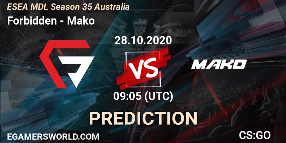 Forbidden vs Mako: Betting TIp, Match Prediction. 28.10.20. CS2 (CS:GO), ESEA MDL Season 35 Australia