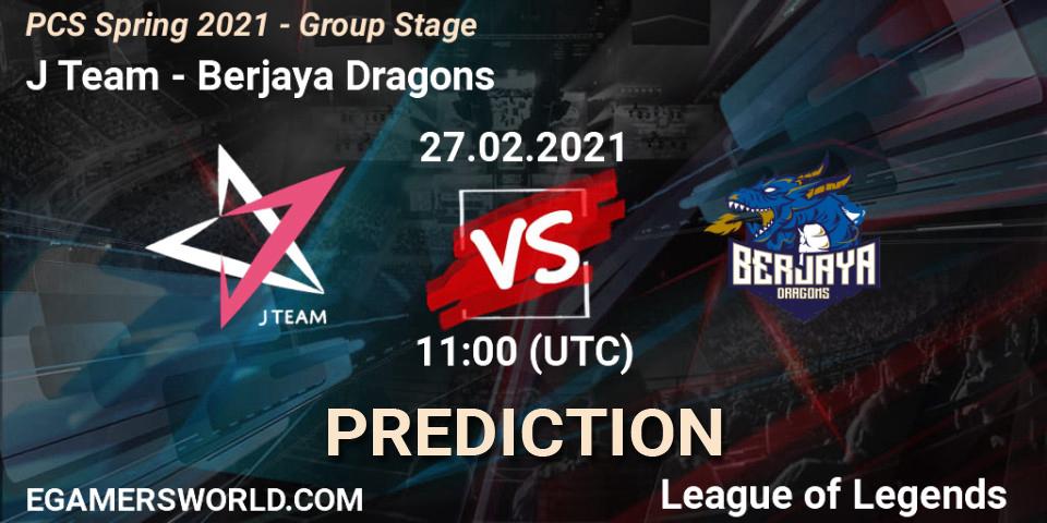 J Team vs Berjaya Dragons: Betting TIp, Match Prediction. 27.02.2021 at 12:05. LoL, PCS Spring 2021 - Group Stage