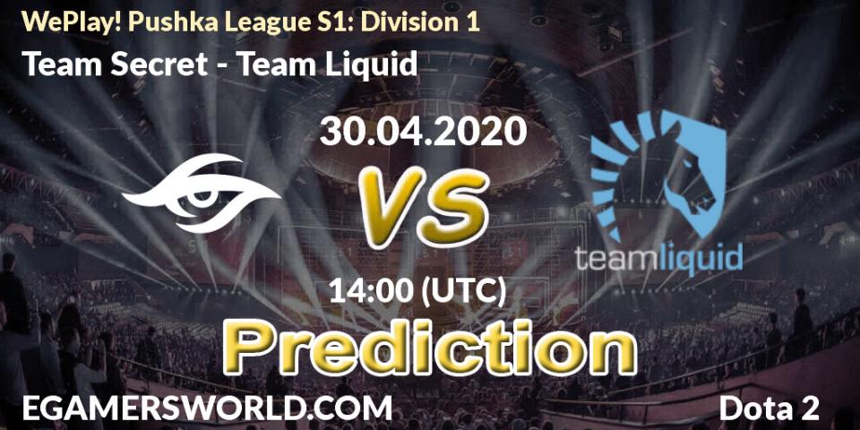 Team Secret vs Team Liquid: Betting TIp, Match Prediction. 30.04.2020 at 14:29. Dota 2, WePlay! Pushka League S1: Division 1