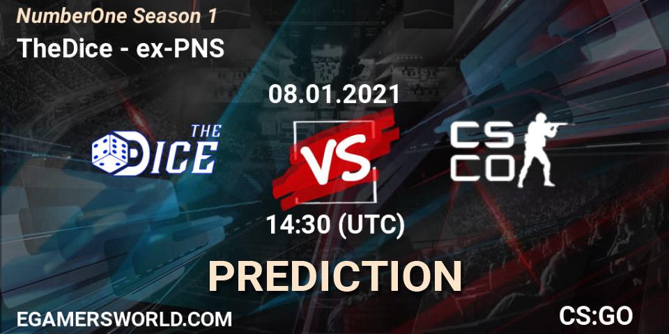 TheDice vs ex-PNS: Betting TIp, Match Prediction. 08.01.2021 at 14:30. Counter-Strike (CS2), NumberOne Season 1