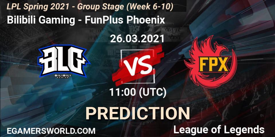 Bilibili Gaming vs FunPlus Phoenix: Betting TIp, Match Prediction. 26.03.2021 at 11:00. LoL, LPL Spring 2021 - Group Stage (Week 6-10)