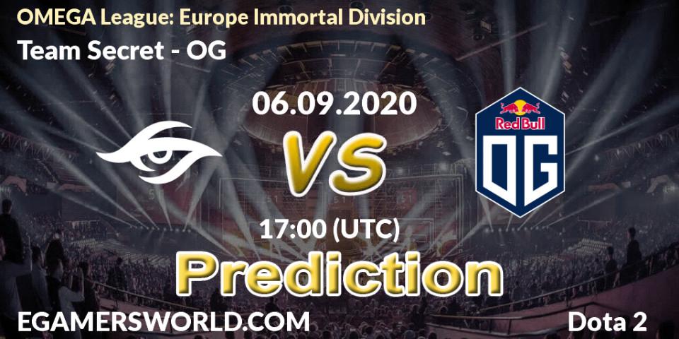 Team Secret vs OG: Betting TIp, Match Prediction. 06.09.20. Dota 2, OMEGA League: Europe Immortal Division