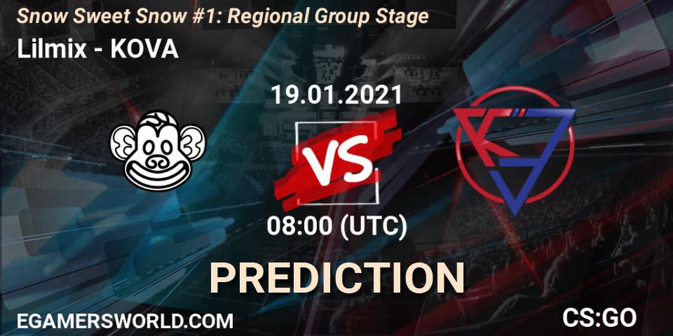 Lilmix vs KOVA: Betting TIp, Match Prediction. 19.01.2021 at 08:00. Counter-Strike (CS2), Snow Sweet Snow #1: Regional Group Stage