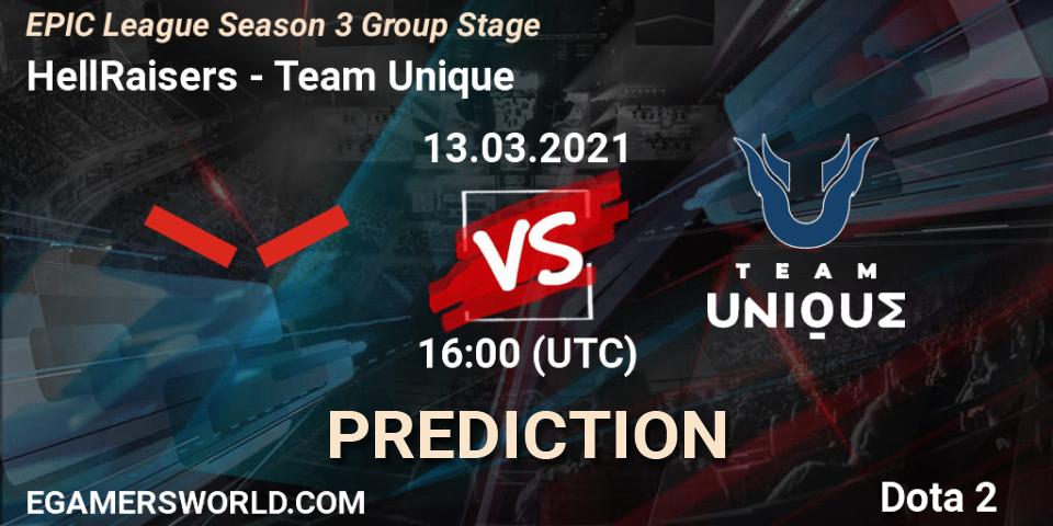 HellRaisers vs Team Unique: Betting TIp, Match Prediction. 13.03.21. Dota 2, EPIC League Season 3 Group Stage