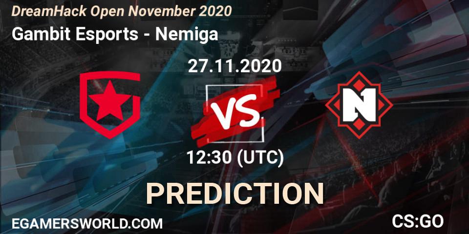 Gambit Esports vs Nemiga: Betting TIp, Match Prediction. 27.11.20. CS2 (CS:GO), DreamHack Open November 2020