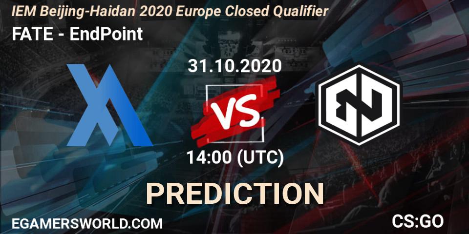 FATE vs EndPoint: Betting TIp, Match Prediction. 31.10.20. CS2 (CS:GO), IEM Beijing-Haidian 2020 Europe Closed Qualifier