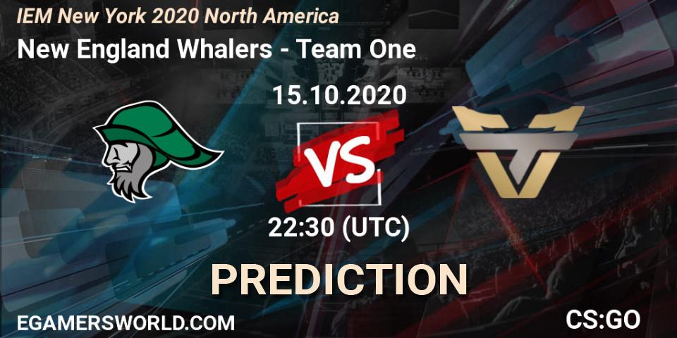 New England Whalers vs Team One: Betting TIp, Match Prediction. 16.10.2020 at 00:45. Counter-Strike (CS2), IEM New York 2020 North America