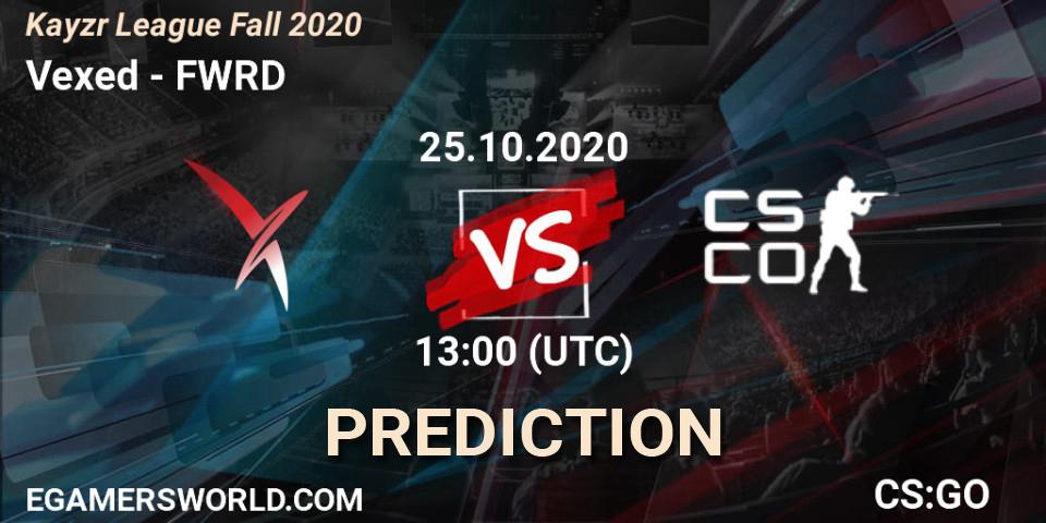 Vexed vs FWRD: Betting TIp, Match Prediction. 25.10.2020 at 13:00. Counter-Strike (CS2), Kayzr League Fall 2020
