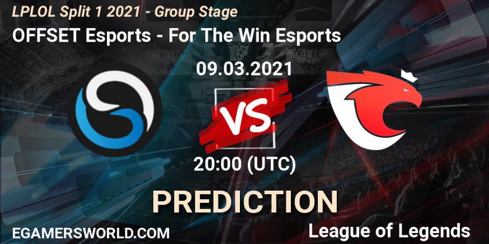 OFFSET Esports vs For The Win Esports: Betting TIp, Match Prediction. 09.03.2021 at 20:00. LoL, LPLOL Split 1 2021 - Group Stage