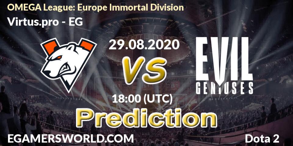 Virtus.pro vs EG: Betting TIp, Match Prediction. 29.08.20. Dota 2, OMEGA League: Europe Immortal Division
