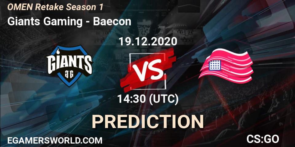 Giants Gaming vs Baecon: Betting TIp, Match Prediction. 19.12.20. CS2 (CS:GO), OMEN Retake Season 1