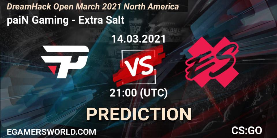 paiN Gaming vs Extra Salt: Betting TIp, Match Prediction. 14.03.2021 at 21:00. Counter-Strike (CS2), DreamHack Open March 2021 North America