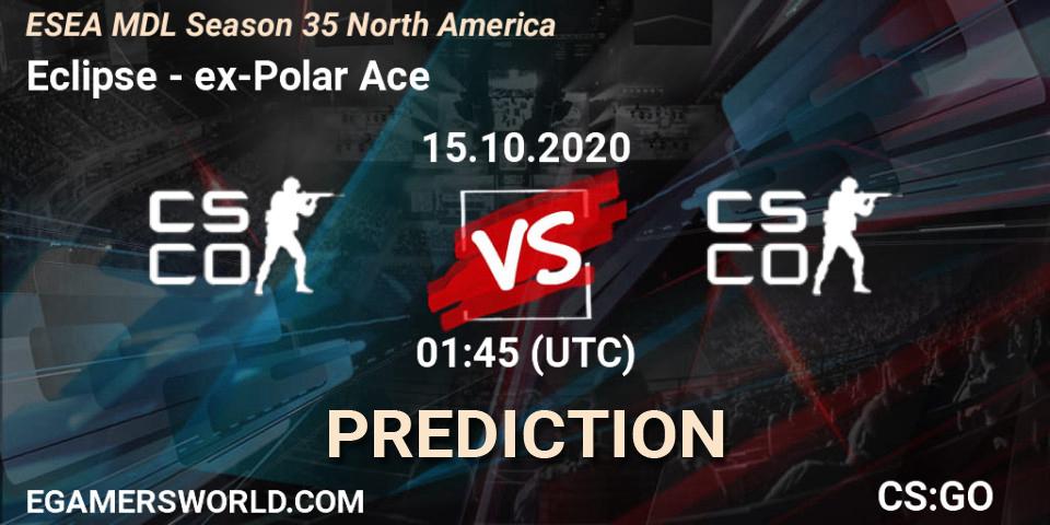 Eclipse vs ex-Polar Ace: Betting TIp, Match Prediction. 15.10.2020 at 01:45. Counter-Strike (CS2), ESEA MDL Season 35 North America