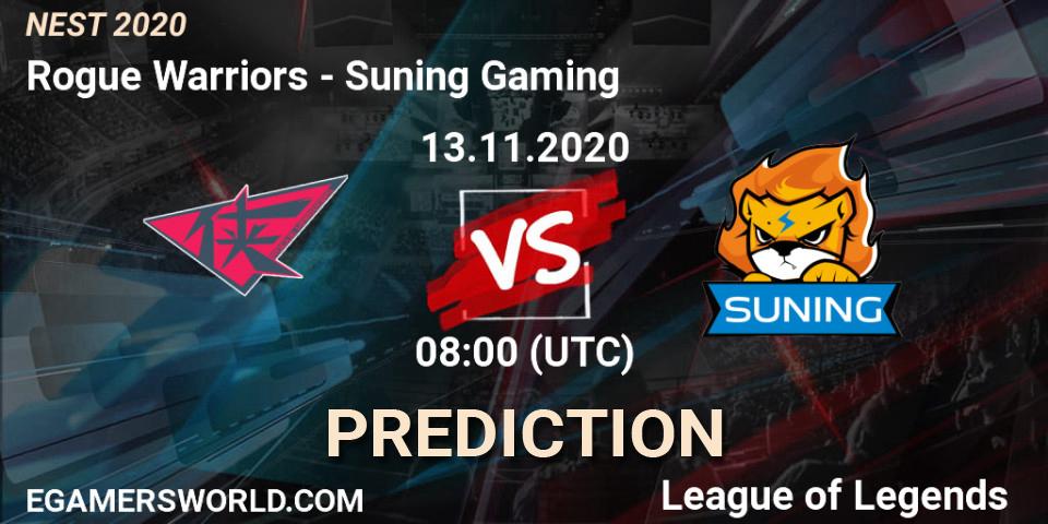 Rogue Warriors vs Suning Gaming: Betting TIp, Match Prediction. 13.11.20. LoL, NEST 2020
