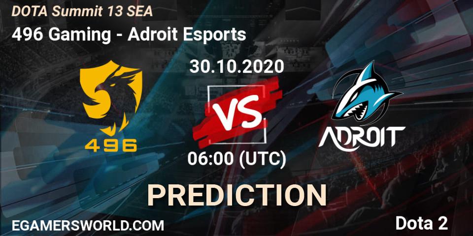 496 Gaming vs Adroit Esports: Betting TIp, Match Prediction. 26.10.20. Dota 2, DOTA Summit 13: SEA