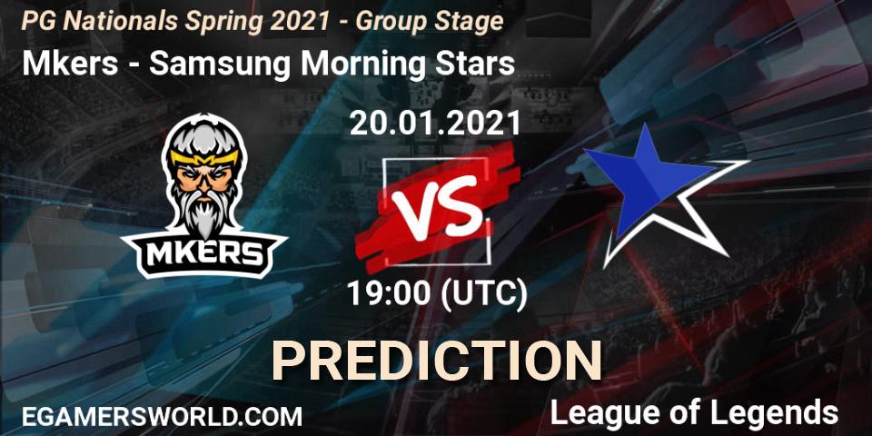 Mkers vs Samsung Morning Stars: Betting TIp, Match Prediction. 20.01.2021 at 19:00. LoL, PG Nationals Spring 2021 - Group Stage