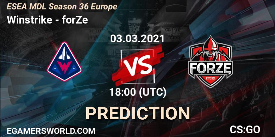 Winstrike vs forZe: Betting TIp, Match Prediction. 03.03.21. CS2 (CS:GO), MDL ESEA Season 36: Europe - Premier division