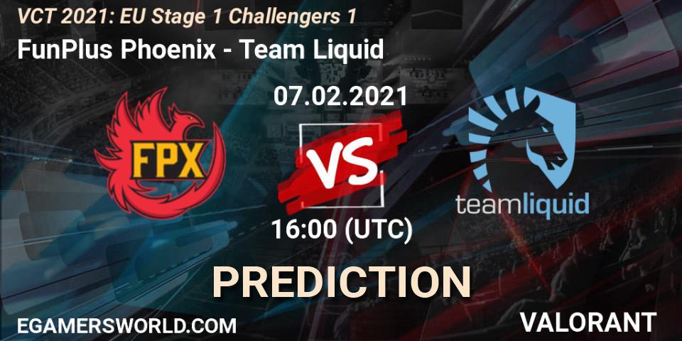 FunPlus Phoenix vs Team Liquid: Betting TIp, Match Prediction. 07.02.2021 at 19:00. VALORANT, VCT 2021: EU Stage 1 Challengers 1