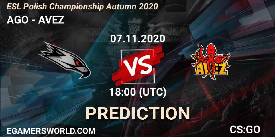 AGO vs AVEZ: Betting TIp, Match Prediction. 07.11.2020 at 18:00. Counter-Strike (CS2), ESL Mistrzostwa Polski - Fall 2020
