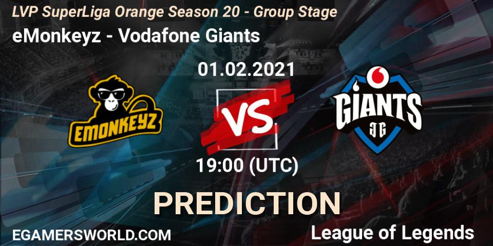 eMonkeyz vs Vodafone Giants: Betting TIp, Match Prediction. 01.02.21. LoL, LVP SuperLiga Orange Season 20 - Group Stage