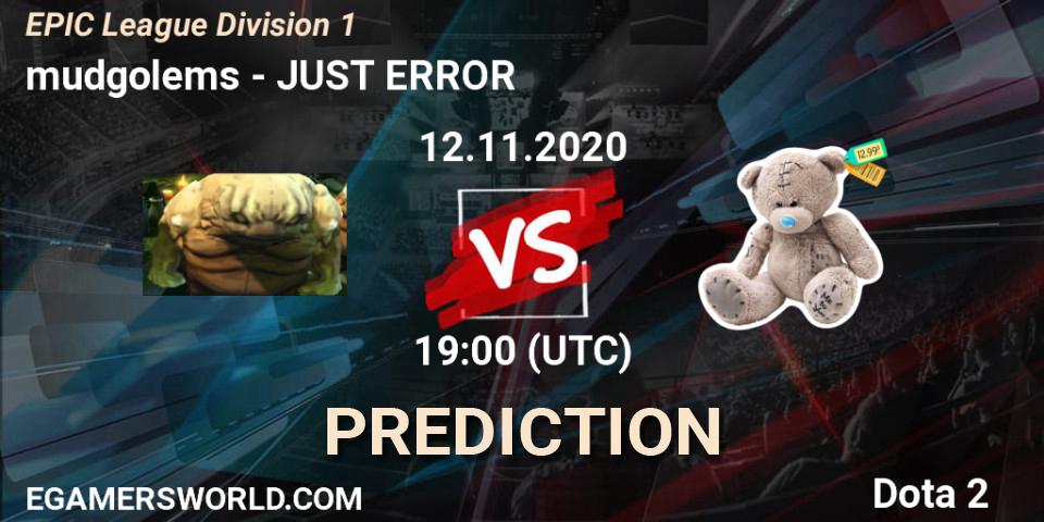 mudgolems vs JUST ERROR: Betting TIp, Match Prediction. 12.11.2020 at 21:32. Dota 2, EPIC League Division 1