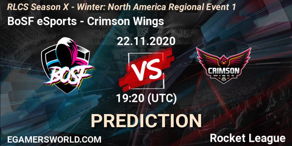 BoSF eSports vs Crimson Wings: Betting TIp, Match Prediction. 22.11.2020 at 19:20. Rocket League, RLCS Season X - Winter: North America Regional Event 1