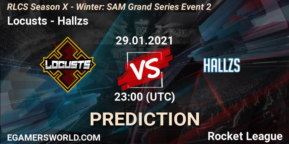 Locusts vs Hallzs: Betting TIp, Match Prediction. 29.01.2021 at 23:00. Rocket League, RLCS Season X - Winter: SAM Grand Series Event 2