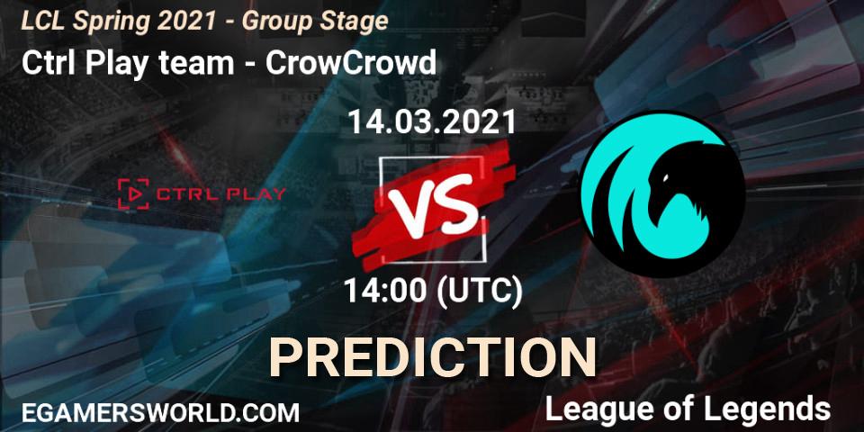 Ctrl Play team vs CrowCrowd: Betting TIp, Match Prediction. 14.03.2021 at 14:00. LoL, LCL Spring 2021 - Group Stage