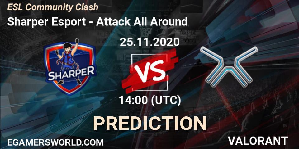 Sharper Esport vs Attack All Around: Betting TIp, Match Prediction. 25.11.2020 at 14:00. VALORANT, ESL Community Clash