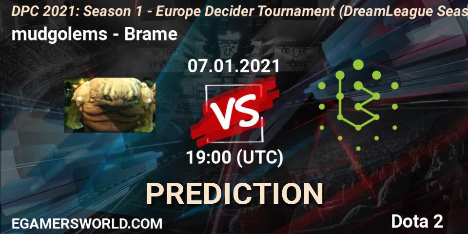mudgolems vs Brame: Betting TIp, Match Prediction. 07.01.2021 at 19:02. Dota 2, DPC 2021: Season 1 - Europe Decider Tournament (DreamLeague Season 14)