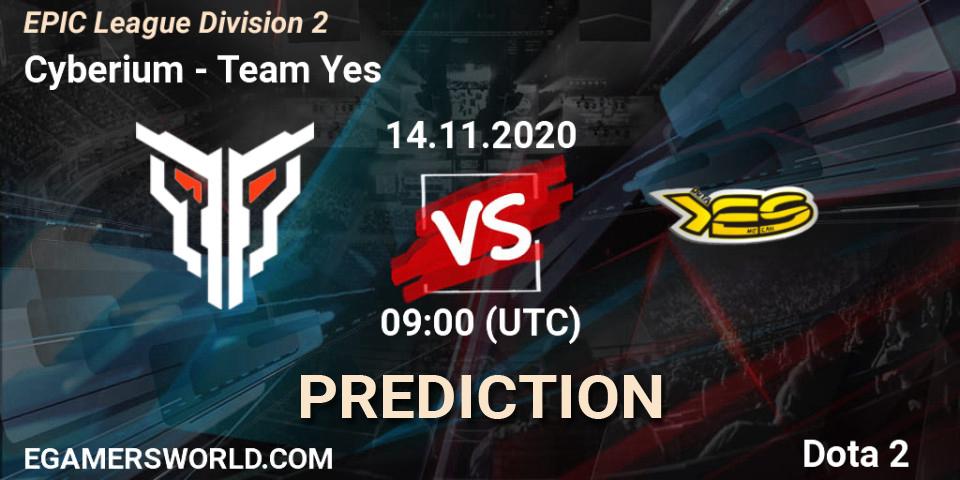 Cyberium vs Team Yes: Betting TIp, Match Prediction. 14.11.20. Dota 2, EPIC League Division 2