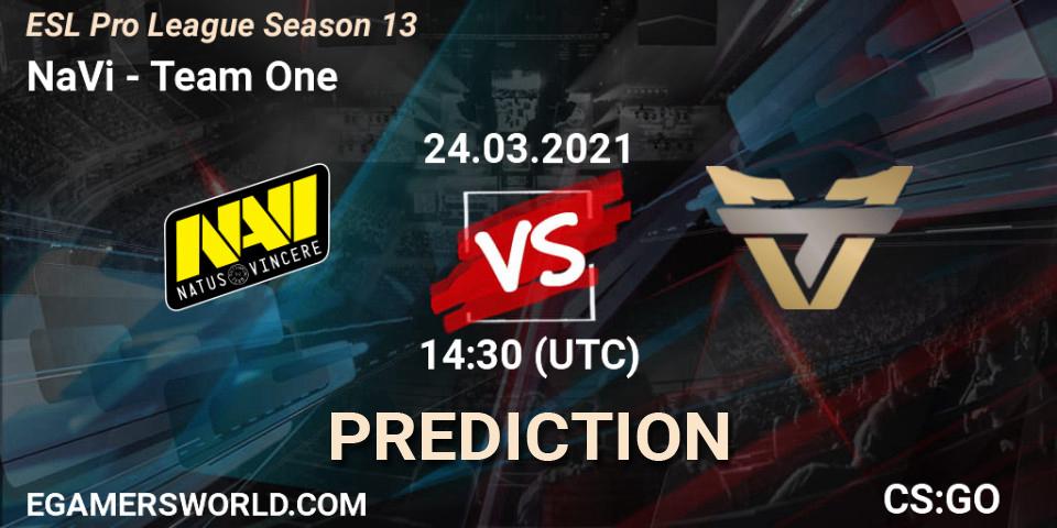 NaVi vs Team One: Betting TIp, Match Prediction. 24.03.2021 at 18:00. Counter-Strike (CS2), ESL Pro League Season 13