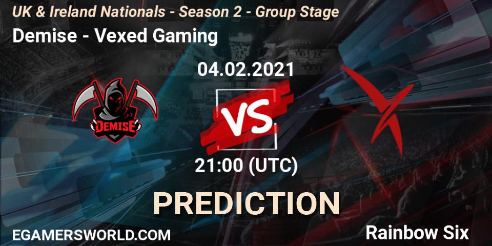 Demise vs Vexed Gaming: Betting TIp, Match Prediction. 04.02.21. Rainbow Six, UK & Ireland Nationals - Season 2 - Group Stage