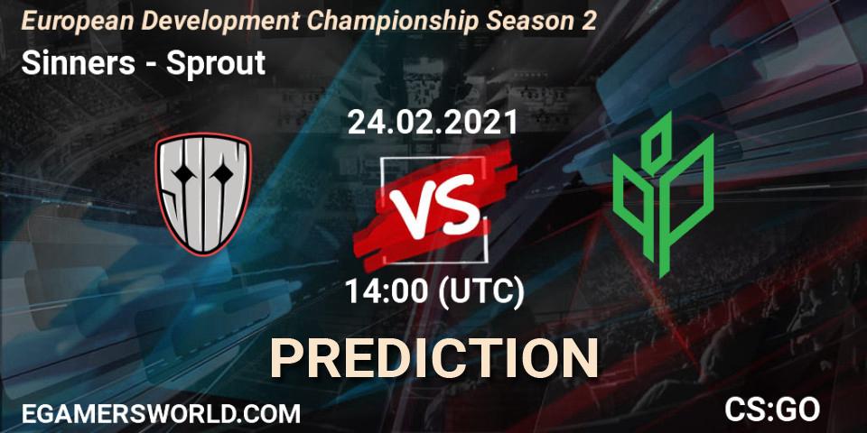 Sinners vs Sprout: Betting TIp, Match Prediction. 24.02.2021 at 14:00. Counter-Strike (CS2), European Development Championship Season 2