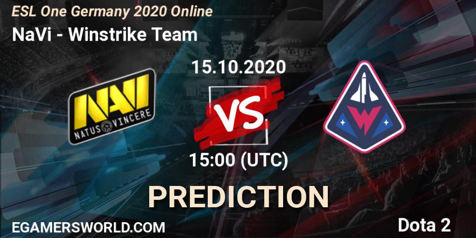 NaVi vs Winstrike Team: Betting TIp, Match Prediction. 15.10.20. Dota 2, ESL One Germany 2020 Online