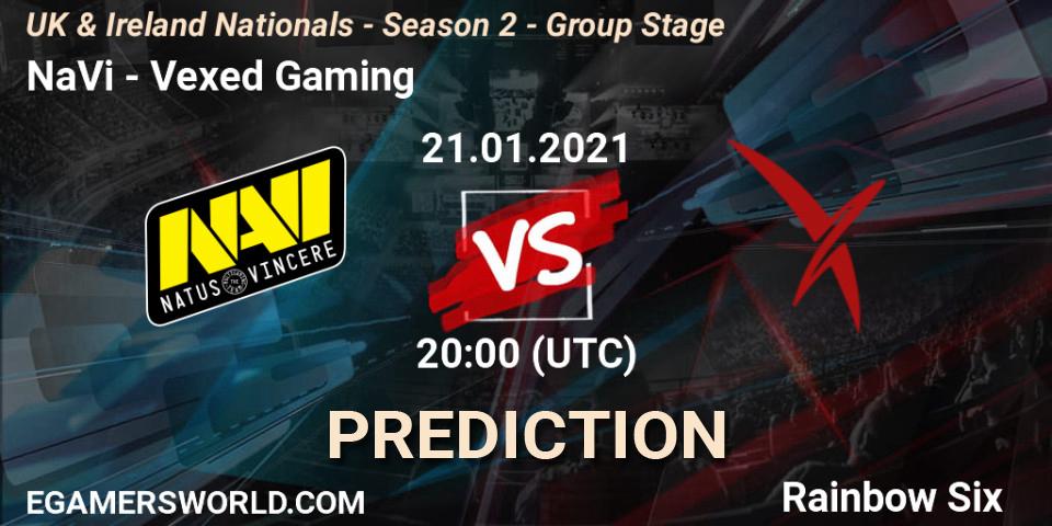 NaVi vs Vexed Gaming: Betting TIp, Match Prediction. 21.01.2021 at 20:00. Rainbow Six, UK & Ireland Nationals - Season 2 - Group Stage
